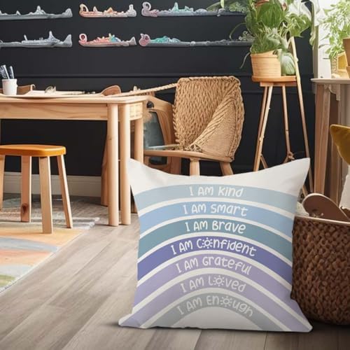 QIYUHOY Blue Rainbow Classroom Throw Pillow Covers, 18x18 Inch - Image 3