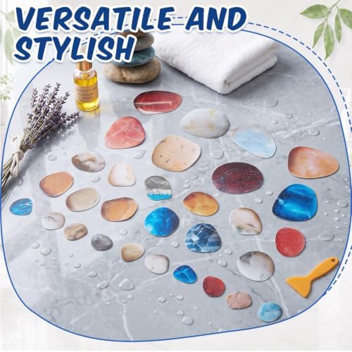 Fullhawl 30 Pcs Pebble Stone Non Slip Shower Stickers, Bathtub Safety - Image 4