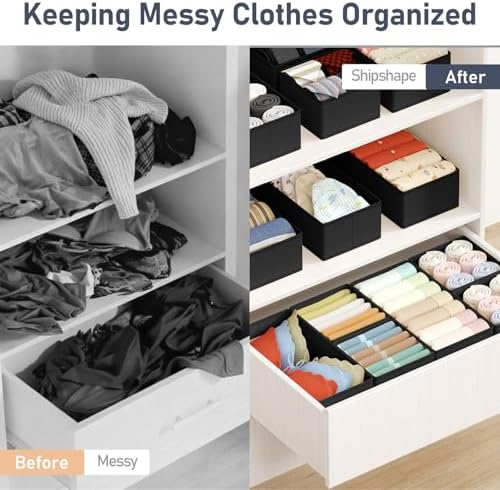 DIMJ Drawer Organizers Clothes, Fabric Closet Organizers and Storage, Shallow - Image 6