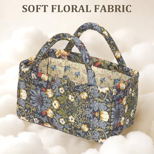 Small Storage Basket Organizer, Mini Fabric Floral Storage Baskets - Image 2