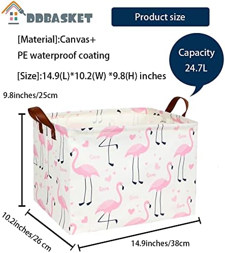 Flamingo Pink Basket Nursery Storage Basket Rectangular Cute Pattern Storage - Image 6
