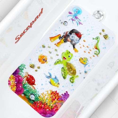 Secopad Bathtub Mat Non Slip, Cartoon Bath Tub Mat, 27.5" x 15" by Secopad