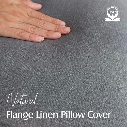 Foindtower Linen Solid Decorative Throw Pillow Covers 18x18 Inch Grey - Image 2