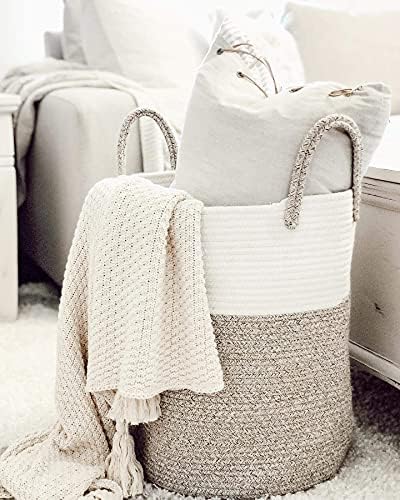 OrganiHaus Tall Cotton Rope Laundry Basket & Hamper, Blanket Storage 52L - Image 4