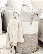 OrganiHaus Tall Cotton Rope Laundry Basket & Hamper, Blanket Storage 52L - Image 4