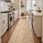 Neutral Tan 2.6x8 Runner Rug for Entryway Non Slip, Low Pile Thin Washable - Image 3