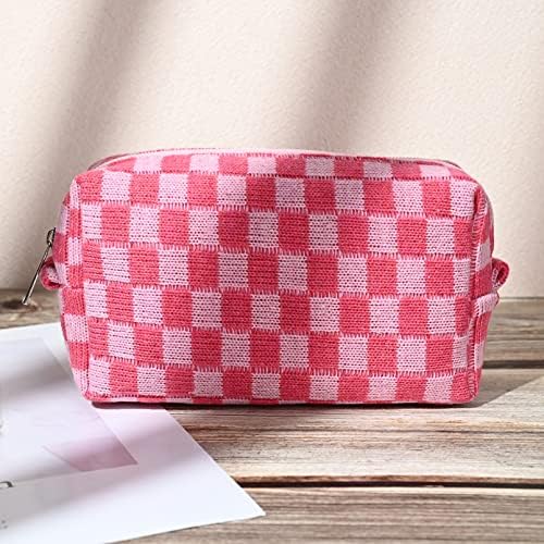 SOIDRAM 2 Pieces Makeup Bag Large Checkered Cosmetic Bag Capacity Canvas Mix - Image 7