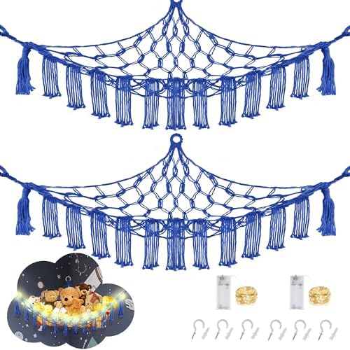 CERETIA Stuffed Animal Hammock Corner Plushie Net Storage, 2 Packs Royal Blue by CERETIA