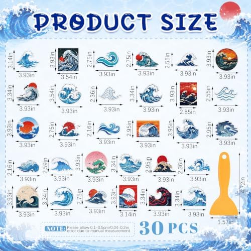 Fullhawl 30 Pcs Ocean Wave Non Slip Bathtub Stickers - Image 2