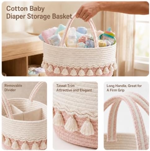 Baby Diaper Caddy Organizer, Portable Nursery Storage Basket - Image 4