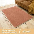 Polyester Bathroom Rug 40"x60" Rust, Large Soft Shaggy Bath Mat - Image 2