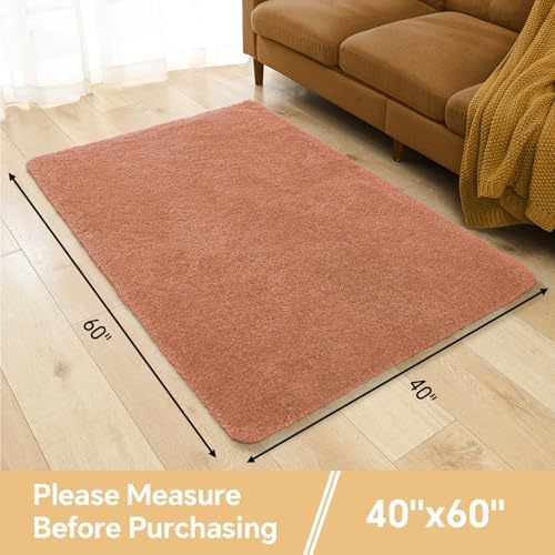 Polyester Bathroom Rug 40"x60" Rust, Large Soft Shaggy Bath Mat - Image 2