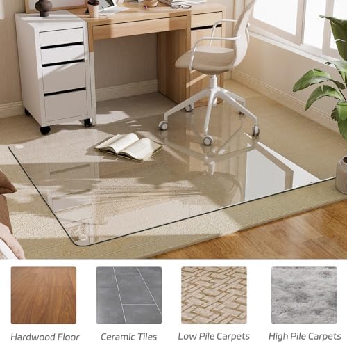 GLSLAND 36"x55" Tempered Glass Office Chair Mat, Hard Floor Mat - Image 6