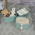 XUANGUO Woven Cotton Rope Storage Baskets 15x10x9.3" 3 Pack Green - Image 4
