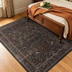 Dark Chestnut Brown Area Rug 5x7, Washable Non Slip Rugs - Image 3