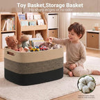 108L Extra Large Rectangle Laundry Hamper, Jute/Black - Image 4