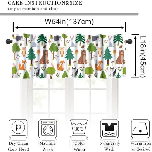 Jungle Animal Valance Curtains Woodland Animals Forest Print Window Treatment - Image 2