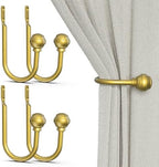 Hion Curtain Holdbacks Gold 4pcs, Curtain Tiebacks Wall Mounted Hooks by Hion