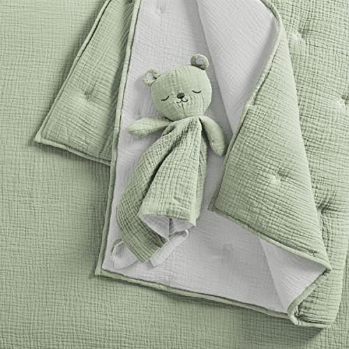 Levtex Baby - Cloud Muslin Crib Bed Set - Baby Nursery Set - Sage and White - Image 4