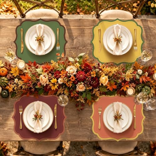 Stuffygreen 100 Pcs Christmas Paper Placemats 13.4 x 12 Inch Scalloped Xmas - Image 7