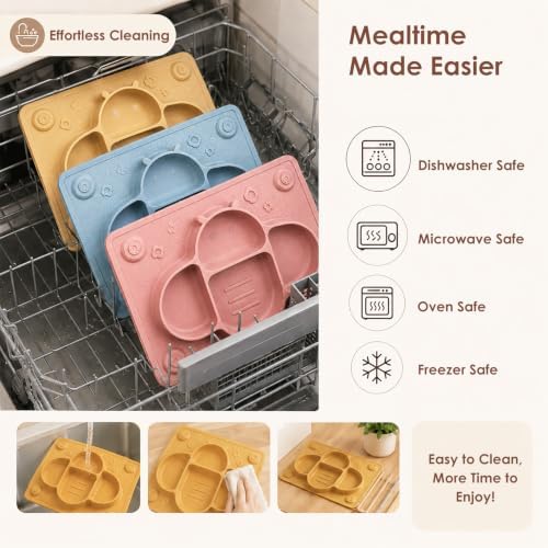 ROCCED Suction Plates for Baby Placemat Spoon Fork Set for Toddlers, Silicone - Image 5
