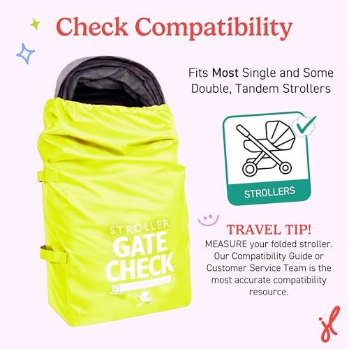 J.L. Childress Gate Check Bag for Single & Double Strollers, Neon Yellow - Image 4