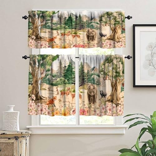 Forest Valance Curtain for Kitchen, Window Treatment Retro Mountain Forest - Image 3