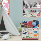 Dinosaur Room Decor Basket for Boys, 36L Volcano Baby Laundry Basket Leaf - Image 2