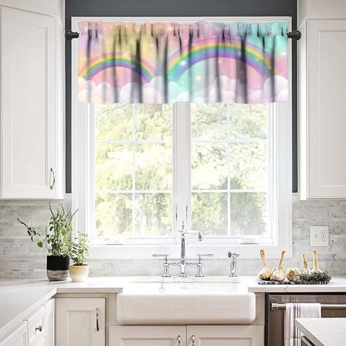 Cute Rainbow Valance, Fantasy Cloudy Pink Sky Magic Princess Landscape Fairy - Image 3