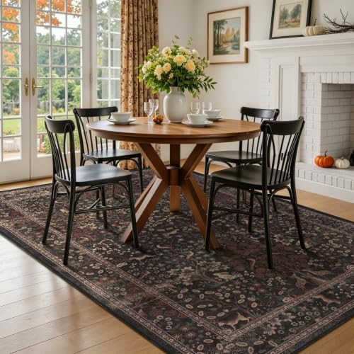 Dark Chestnut Brown Area Rug 5x7, Washable Non Slip Rugs - Image 5