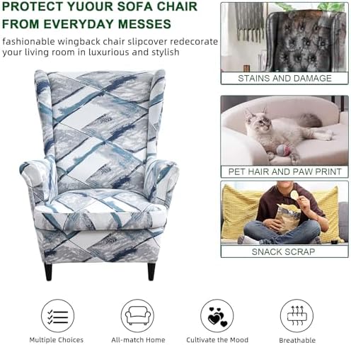 CRFATOP Wingback Chair Covers Wing Armchair Slipcovers - Image 5