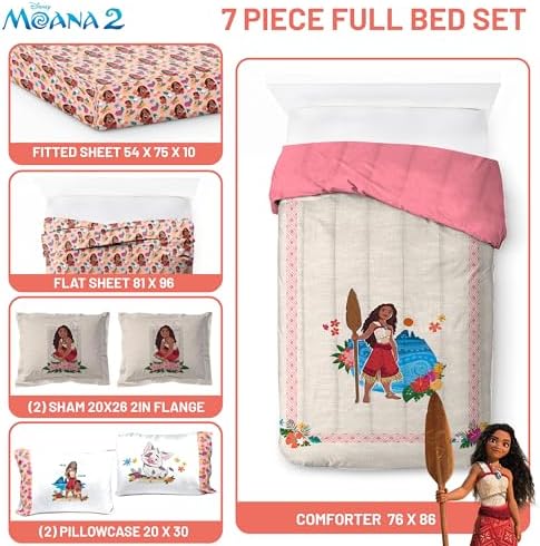 Disney Moana Full Comforter Set 7 Piece Kids Bedding - Image 3