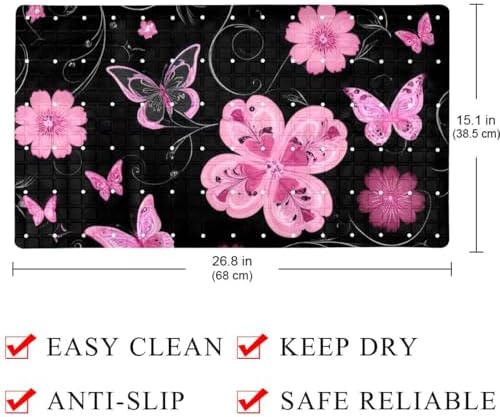 Shower Mat Non Slip, Floral Butterfly Anti Slip Bath Mat - Image 4