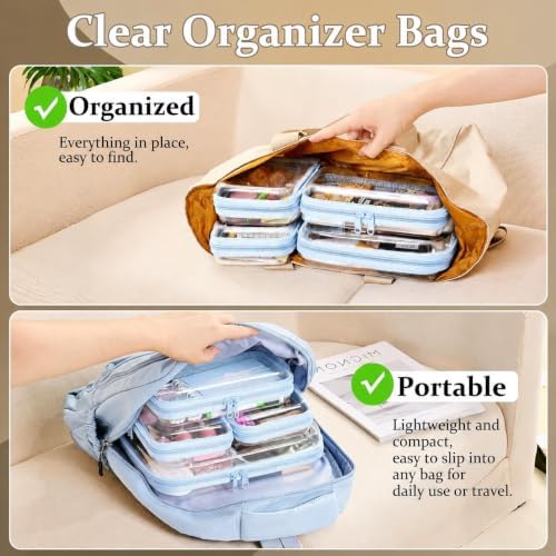 4 pcs Clear Zipper Pouches, Hard Shell Zipper Case, Toiletry Bag - Image 3