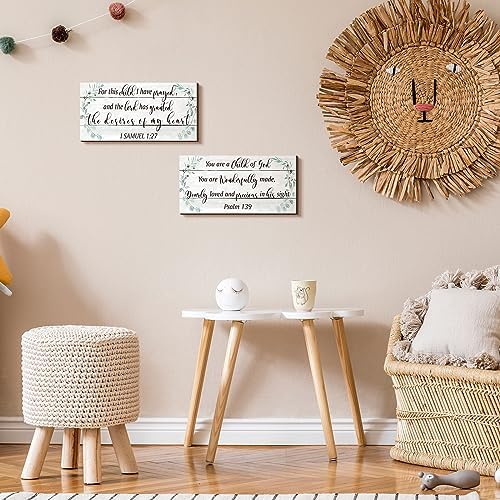 Yookeer 2 Pcs Nursery Wall Art Wooden Baby Room Wall Decor This Child I Have - Image 2