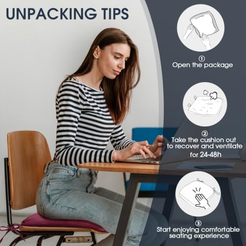 TushGuard Chair Cushions, 4 Pack Memory Foam Chair Pads - Image 6