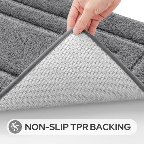 HOMEIDEAS Bathroom Rugs Sets 2 Piece, Soft Extra Long Bath Mat Grey - Image 6