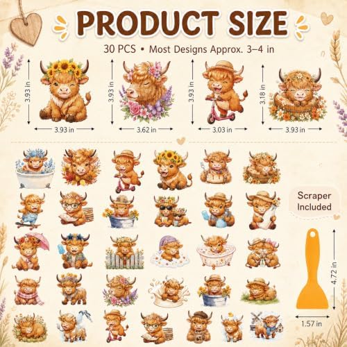 Fullhawl 30 Pcs Highland Cow Non Slip Shower Stickers, Bathtub Safety - Image 2