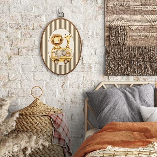 SONMYSULIL Vintage Jungle Animal Nursery Car Wall Art Decor, Kids Room Oval - Image 4
