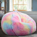 Fluffy Stuffed Animal Storage Bean Bag Chair Cover, Faux Fur Comfy Bean Bag - Image 2