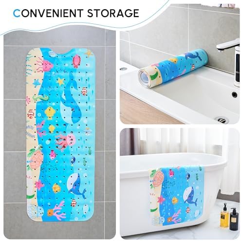 Vannokor Baby Bath Mat for Tub Non Slip Kids, 40 X 16 Inch Extra Long Bathtub - Image 4