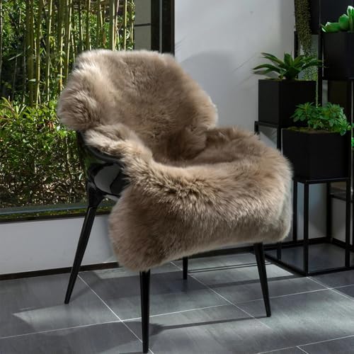 Genuine Real NZ Sheepskin Area Rug Fluffy Lambskin Fur Taupe 2 x 3.2ft by Unknown