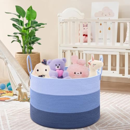 67L Large Woven Blanket Basket, Cotton Rope Baby Laundry Hamper - Image 4