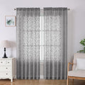Lecloud Leia Charcoal Grey Sheer Curtains 84 Inches Long 2 Panels, Airy Leaf by Lecloud