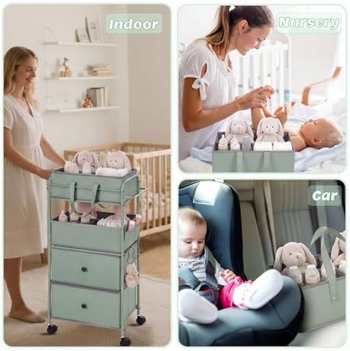 FoldTier 3In1 Baby Diaper Caddy Organizer Cart 4 Tier Large Capacity Metal - Image 4
