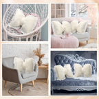 Yousoontic 2 Pcs Bow Throw Pillows 15.7x12.6 in, Waffle Weave Fabric - Image 5