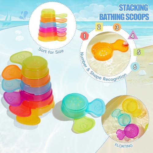AMCHSURI 11 Pack Mold Free Bath Toys, Open Seamless Quick Dry Design, Stackable - Image 4