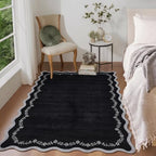 GarveeHome 3x5 Scalloped Washable Area Rug Non Slip Bedroom Entryway Rug by GarveeHome