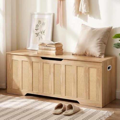 CHOEZON 47.2" Storage Bench, Rattan-Style Storage Chest, Storage Cabinet by Choezon