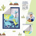 Dinosaur Crib Bedding Set for Boys Blue, Premium 3-Piece Baby Bedding Set - Image 5